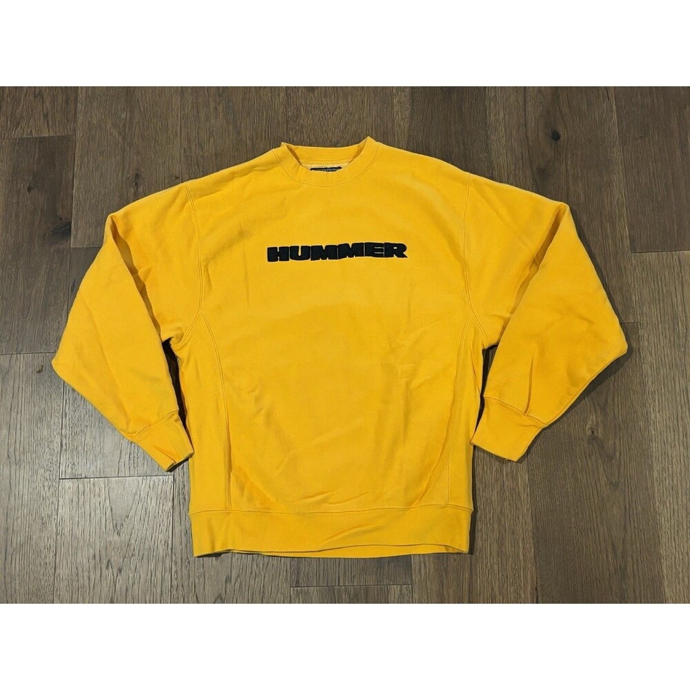 VTG Y2K Steve & Barrys Crewneck Sweatshirt Yellow Hummer Pullover Size S/M
